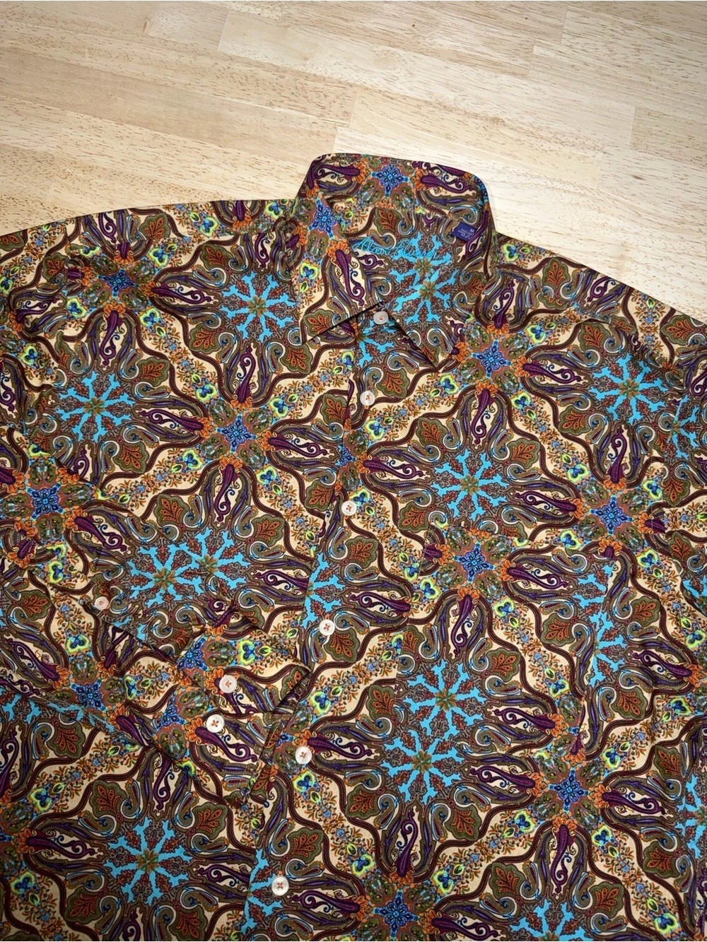 Alan Flusser Colorful Paisley Button Down Shirt Mens Medium Long Sleeve Vibrant